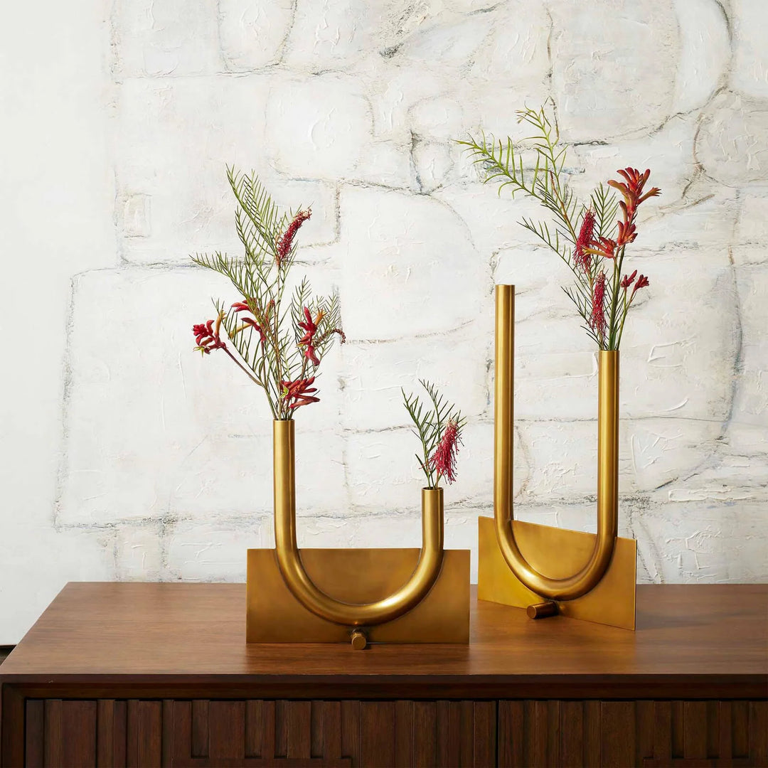 MONTALCINO, SET DE 2 JARRONES DORADOS